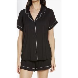 Nordstrom Moonlight Eco Short Pajama Set Tencel Black White Trim Sz M Cozy NWT